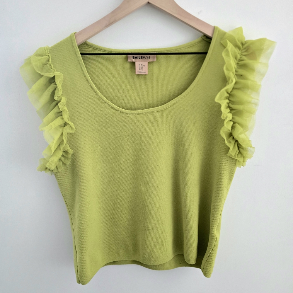 Bailey 44 Vibrant Green Ruffle Sleeve Tank Top